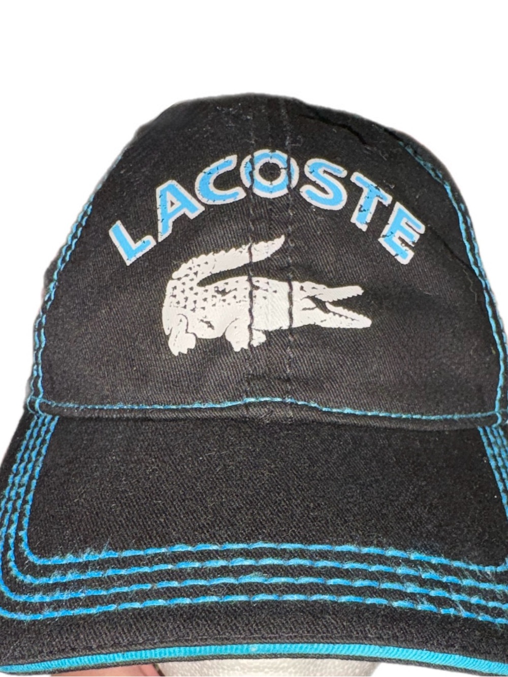 Lacoste Black Baseball Cap with Light Blue Accents